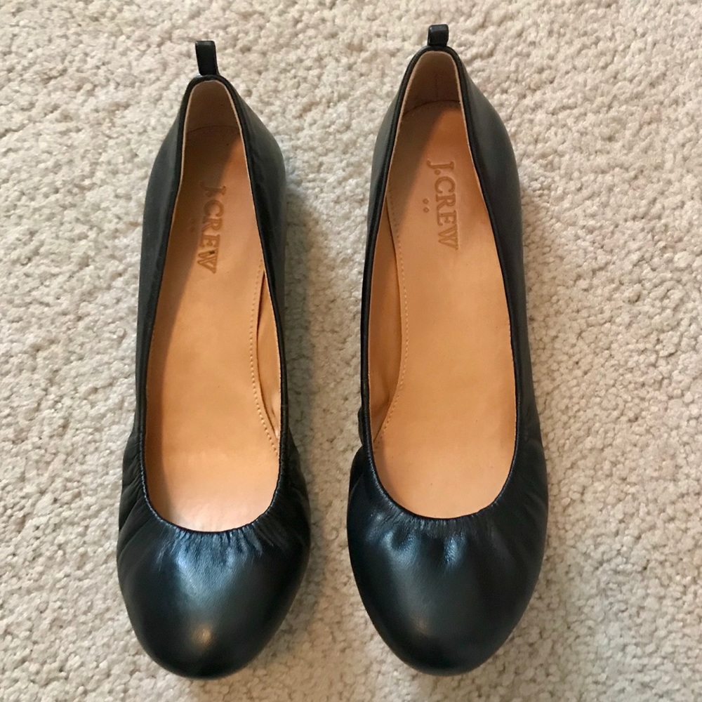 Black leather JCrew flats